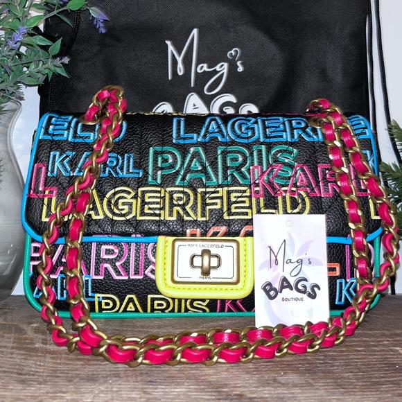Karl Lagerfeld: Neon Paris Agyness Convertible Shoulder Bag - Picture 2 of 14
